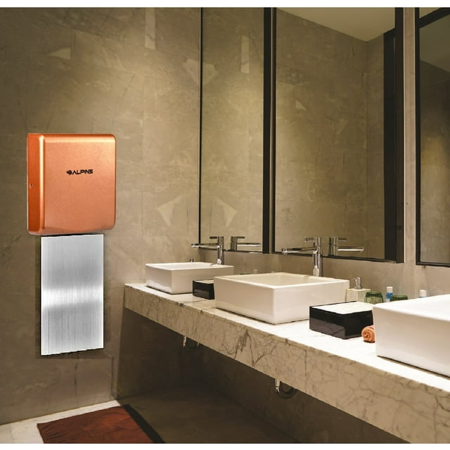 Alpine Industries Willow Commercial Copper High Speed Automatic Electric Hand Dryer with Wall Guard