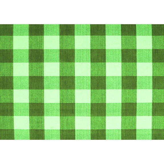 Ahgly Company Indoor Rectangle Checkered Green Modern Area Rugs, 5' x 7'