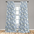 thumbnail image 4 of Ambesonne Floral Curtains, Botanical Watercolor Scene, Pair of 28"x84", Azure Blue and Yellow Green, 4 of 5