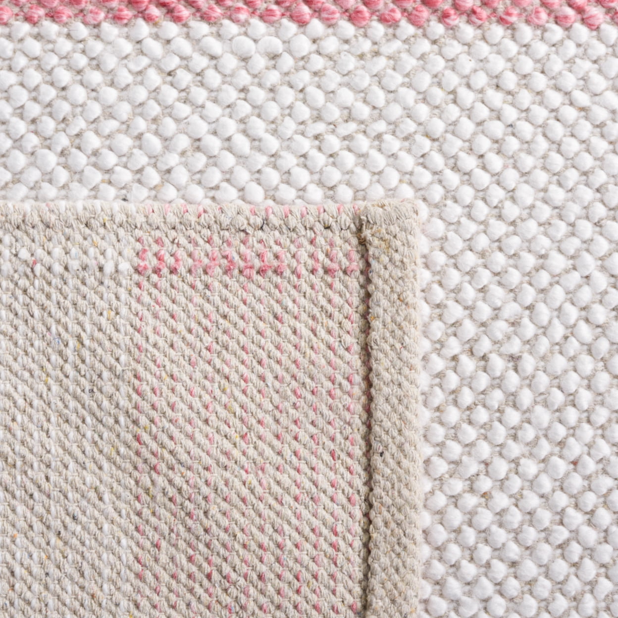 SAFAVIEH Natura Marina Striped Wool Runner Rug, Ivory/Pink, 2'3" x 8'