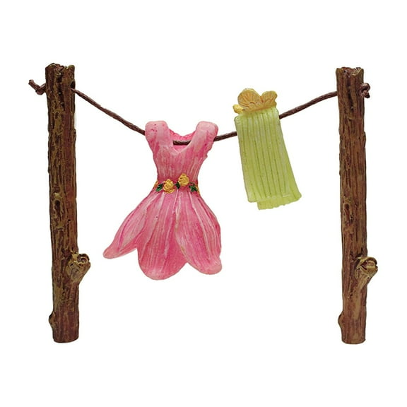 Clothes Drying Line Outdoor Fairy Garden Yard Ornament Miniature Dollhouse Accessory