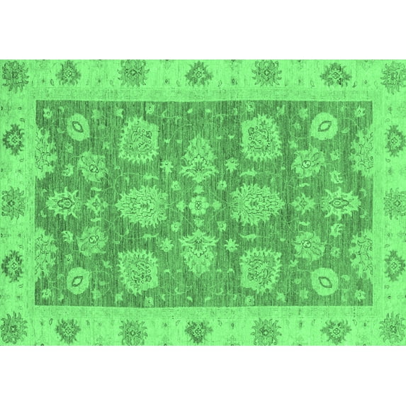Ahgly Company Indoor Rectangle Abstract Emerald Green Modern Area Rugs, 2' x 3'