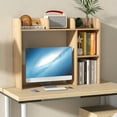 thumbnail image 2 of Patiojoy Desktop Bookshelf 3-Tier Multipurpose Countertop Hutch Bookshelf for 27 Inch Monitor w/ 3 Upper Shelves & 2 Side Compartments Natural, 2 of 7