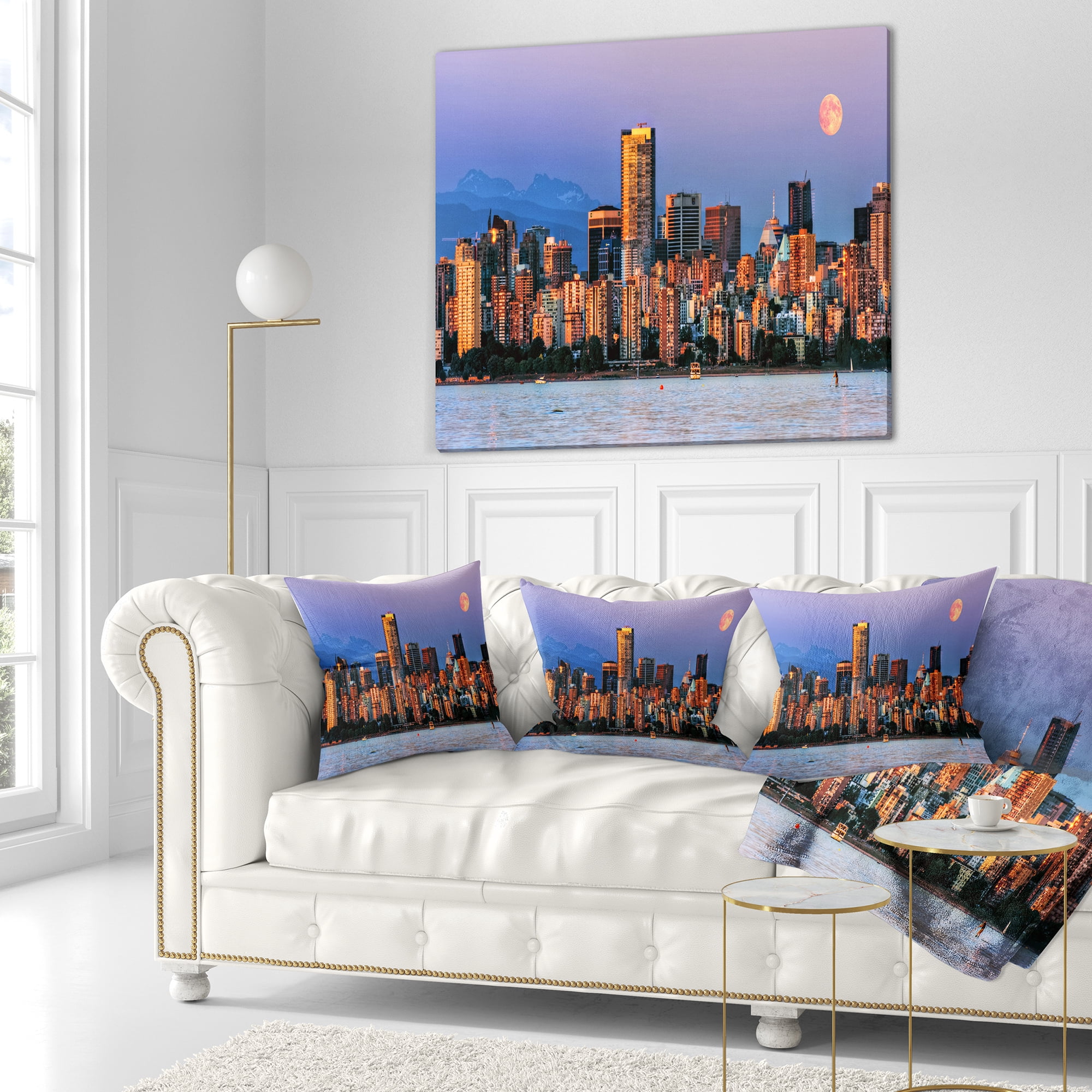Designart Vancouver Downtown Skyscrapers - Throw Pillow - 18x18
