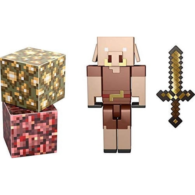 Figuras MATTEL Piglin Craft-a-Block de Minecraft paquete de 2