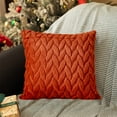 thumbnail image 4 of chaungfeng Soft Decorative Throw Pillow Covers 18 X 18 Inches, Plush Neutral Square Leaf Velvet Cushion Cases for Couch Sofa Bedroom Car Home Decor (Orange), 4 of 6