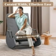 thumbnail image 4 of Corduroy Rocking Chair Nursery with Adjustable Backrest & Footrest – Glider Rocking Chair for Bedroom/Living Room – Upholstered Nursing Chair Leather Armchair with High Back & Steel Frame – Grey, 4 of 8