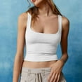 thumbnail image 2 of Prolriy Hauts d'Été pour Femmes 2025 Chemise Bas Femme Ajustée Dos Nu Femme avec Débardeur Court Uni Hauts Femme Blanc m, 2 of 7