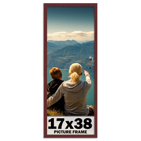 17x38 Frame Brown Mahogany Picture Frame - Solid Wood Frame Kit Includes UV Acrylic Plexiglass,
