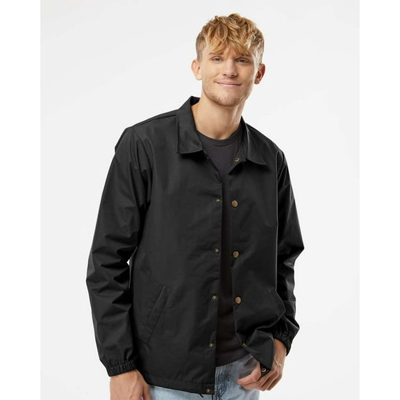 Independent Trading Co. Mens Water Resistant Windbreaker Coaches Jacket EXP99CNB Large Black