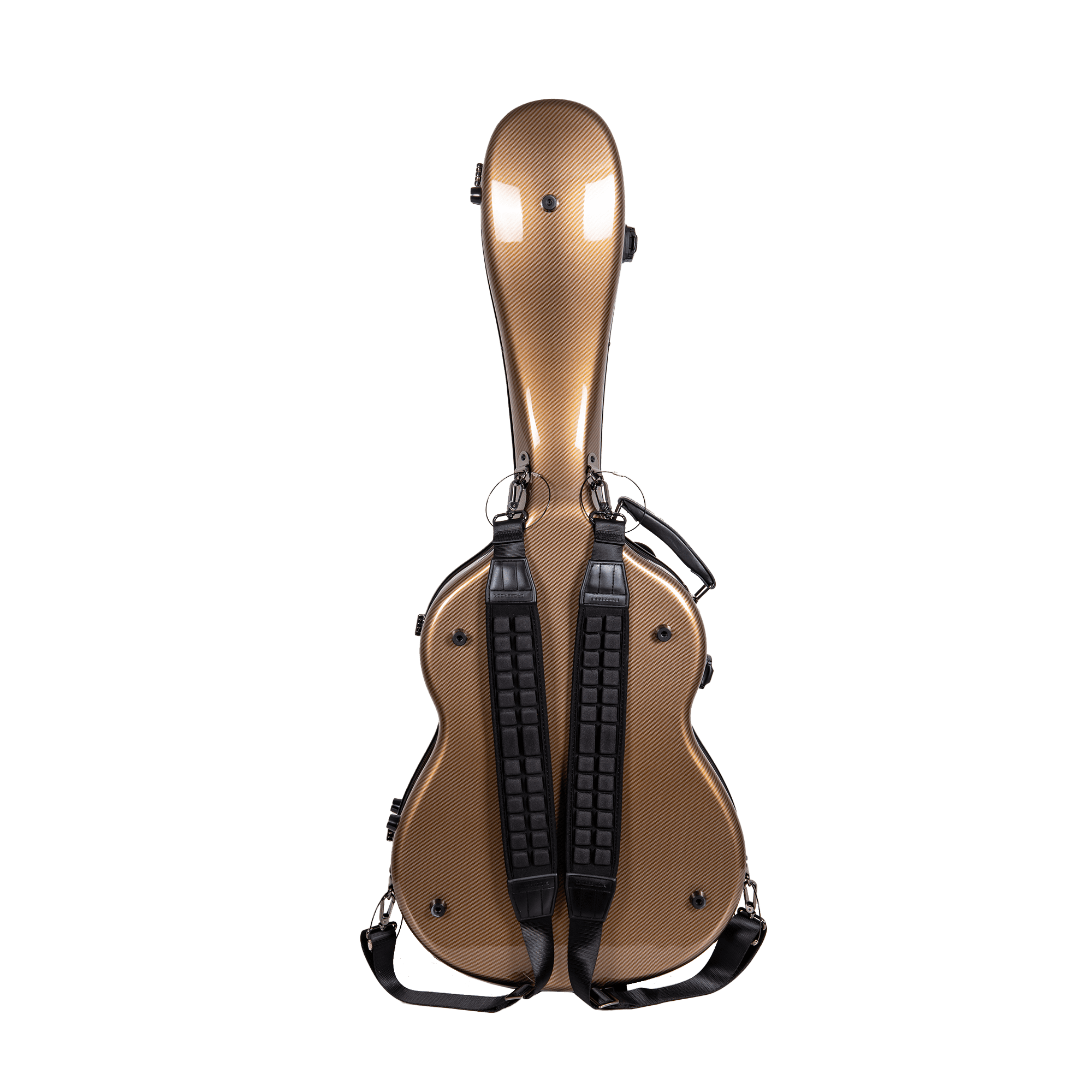 Crossrock Ultra-Light Fiberglass Case-Fits 4/4 Classical Guitar, Includes Protective Cover, Interior Compartment, TSA Lock-Gold