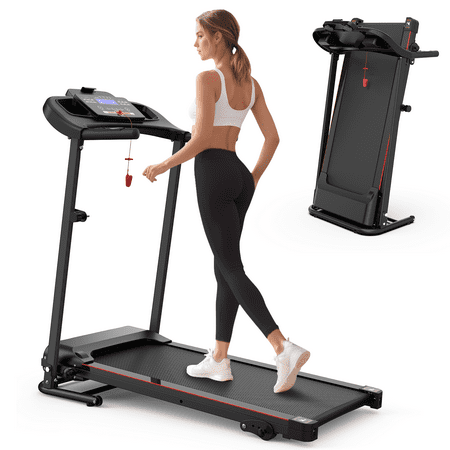 2.5HP Folding Treadmill Portable Running Walking Compact Exercise Machine with 12 Preset Program, LED Display, Easy Assembly for Home