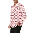 thumbnail image 4 of Unique Bargains Men's Long Sleeve Button Slim Polka Dots Shirt 42 Pink, 4 of 6