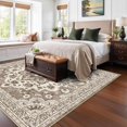 thumbnail image 4 of General Washable Oriental Area Rug - 8x8 Area Rugs for Living Room Bedroom Dining Room Under Kitchen Table - Non-Slip & Stain Resistance Rug for High Traffic Area (Beige, 8x8), 4 of 12