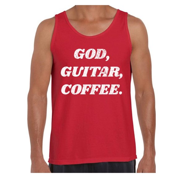 Awkward Styles God Guitar Coffee Tank Top Shirt for Men Christian Mens Tanks Guitar Clothes for Men Religious Tanks Christian Birthday Gifts God Shirts Coffee Clothing God Guitar Coffee Mens Shirt