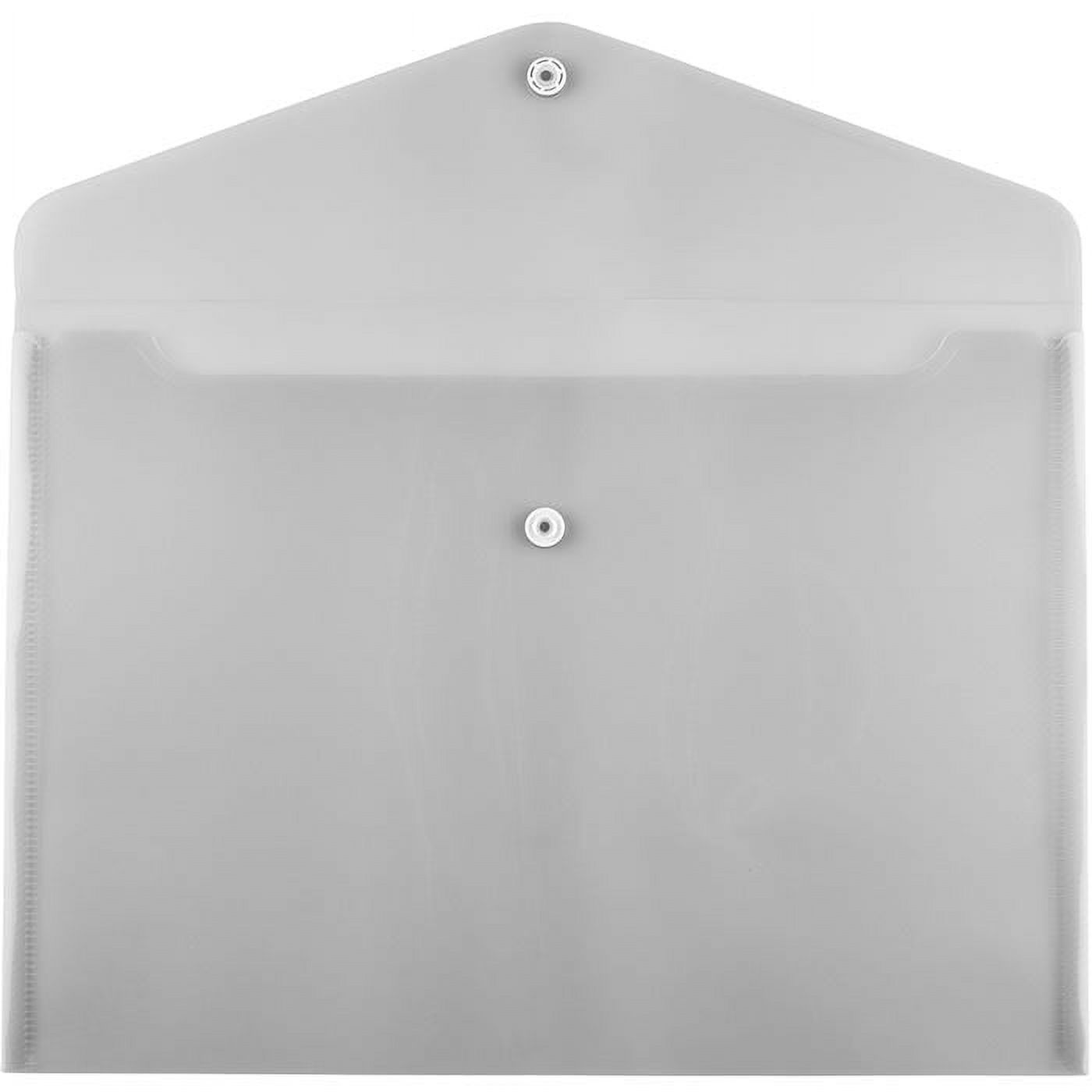 JAM Paper Plastic Envelopes with Snap Closure, Letter Booklet, 9 3/4 x 13, Smoke Gray Grid, 3/Pack