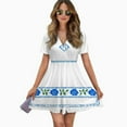 thumbnail image 2 of Midsommar Women Dress V-Neck Short Sleeve Flowy Swing Party Midi Dress, 2 of 4