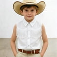 thumbnail image 2 of XAOFW Boys Girls Kids Western Cowboy Shirt Fringe Shirt Sleeveless Lapel Button Down Graphic Hippie Shirts Trendy Top 9-10 Years, 2 of 6