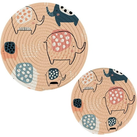 

Tangkunup Elephant Trivets Pot Holders Set of 2 Decoration Potholders for Kitchens Pure Cotton Thread Weave Trivets Hot Pads for Kitchens Coasters Placemats Spoon Rest for Cooking
