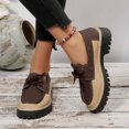 thumbnail image 2 of Chaussures de Course pour Femmes, Chaussures Décontractées Unies à Empiècements, à Lacets devant, Bout Rond, Plates, Semelle Épaisse, Toutes Saisons, Mocassins pour Femmes, 2 of 9