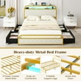 thumbnail image 6 of Costway Full Size Bed Frame with LED Lights & Charging Station Storage Headboard & Drawers Golden, 6 of 10