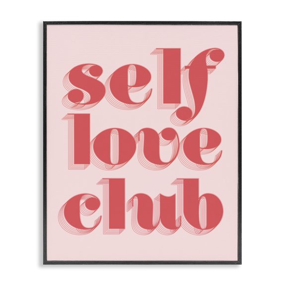 Stupell Industries Eclectic Self Love Club Bold Pink Black Framed Giclee Art, 11 x 14, by Lil' Rue