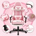 thumbnail image 4 of SOONTRANS Pink Gaming Chair with Footrest, Bunny Computer Gamer Chair with Massage Lumbar Pillow, Gamer Desk Chair for Granddaughter,Sister,Girlfriend,Wife and Love (Pink), 4 of 8