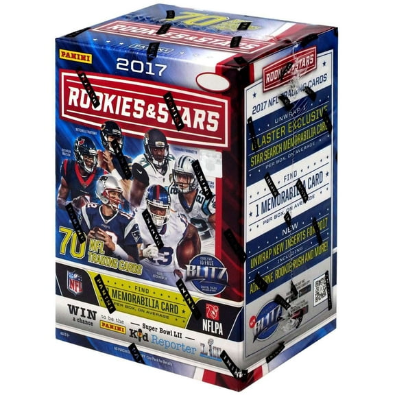 NFL Panini 2017 Rookies & Stars Football Trading Card BLASTER Box (70 Cards, 1 Memorabilia Card!)