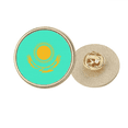 thumbnail image 1 of La bandera nacional de Kazajstán ASIA país Broche de oro metálico circular, 1 of 3