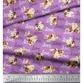 thumbnail image 3 of Soimoi Rayon Crepe Fabric Love Text & Puppies Dog Decor Fabric Printed Yard 46 Inch Wide, 3 of 3