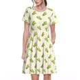 thumbnail image 1 of Balery Corn Vestidos sueltos de manga corta para mujer, vestidos de verano 2025, vestidos casuales de corte A con vuelo., 1 of 6