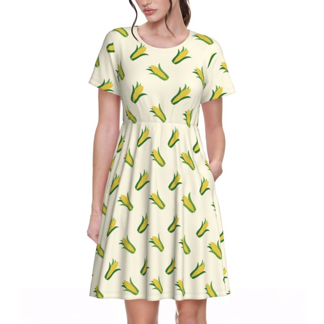 Balery Corn Vestidos sueltos de manga corta para mujer, vestidos de verano 2025, vestidos casuales de corte A con vuelo.
