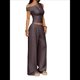 thumbnail image 1 of Conjuntos de Dos Piezas para Mujer, Top Corto Informal de un Solo Hombro, Pantalones Anchos y Conjuntos Y2K A Juego. Marrón M, 1 of 7
