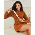 thumbnail image 3 of Ekouaer Women's Nightgown Long Sleeve Ribbed Knit Nightshirt Round Neck Sleep Shirt Soft Sweater Dress, 3 of 6