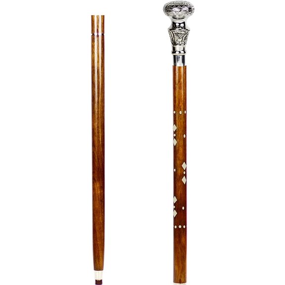 Aluminum & Brass Decorative Rosewood Walking Cane | Full Size Walking-Stick for Men & Women |