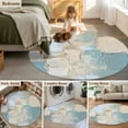 thumbnail image 6 of Modern Abstract Round Area Rug 3 FT, Small Kitchen Bathroom Mat, Blue Brown Color Blocks Washable Indoor Outdoor Throw Runner Carpet Doormat for Table Shower Entryway, 6 of 9