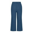 thumbnail image 5 of Karight Women's Linen Crop Pants Capris with Pockets Navy, 5 of 6