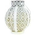 thumbnail image 4 of Northlight 7" White Integrated Floral Pattern Outdoor Solar Lantern with Handle, 4 of 5