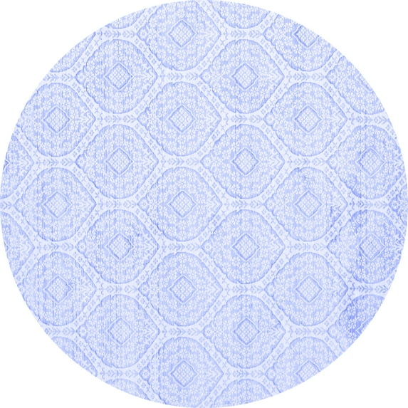 Ahgly Company Machine Washable Indoor Round Abstract Blue Contemporary Area Rugs, 5' Round