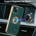 thumbnail image 4 of Electroplated Magnetic Ring Holder Case for iPhone 15, 360 Degree with Rotation Metal Anti-Drop Finger Ring Holder Magnet Car Holder Soft Slim Silicone Shockproof Cover - Dark Green, 4 of 9