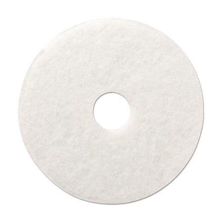 Polishing Floor Pads, 20" Diameter, White, 5/Carton