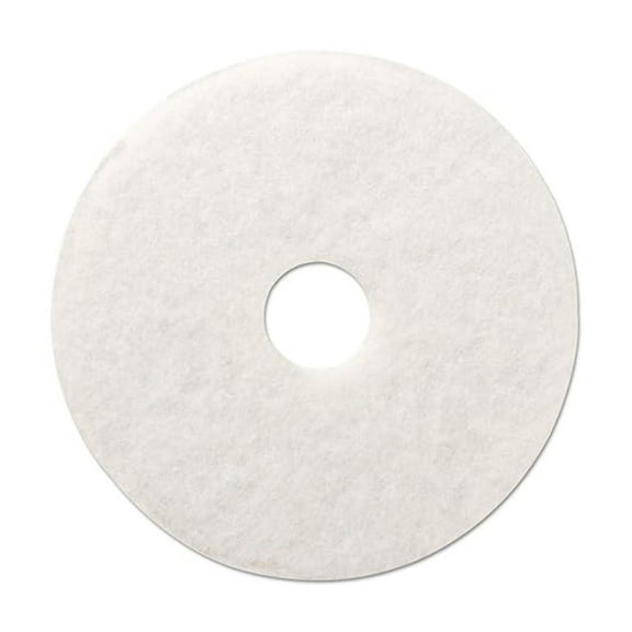 Polishing Floor Pads, 20" Diameter, White, 5/Carton