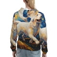thumbnail image 7 of Uemuo Vintage Starry Sky Labrador Pattern Women's Hoodie with Eye-catching Drawstrings- Casual Pullover Hoodie with Kangaroo Pocket, Stylish Hooded Sweatshirt-Medium, 7 of 7