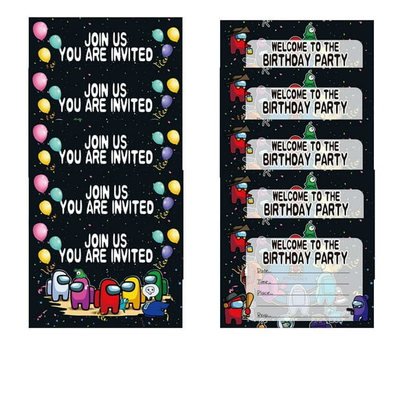 Among Us Invite Invitations Cards Stock Bulk Birthday Fill-in Party Supplies Decorations