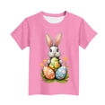 thumbnail image 4 of Blusas y camisas de manga corta con cuello redondo Camiseta estampada de manga corta de Pascua para niños Cuello redondo Manga corta Casual Versátil Para niñas Niños Top de poliéster, 4 of 5