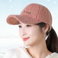 thumbnail image 4 of Mightlink Adjustable Hook Loop Fasteners Extended Brim Baseball Cap Women Autumn Winter Artificial Lamb Wool Outdoor Hat, 4 of 7