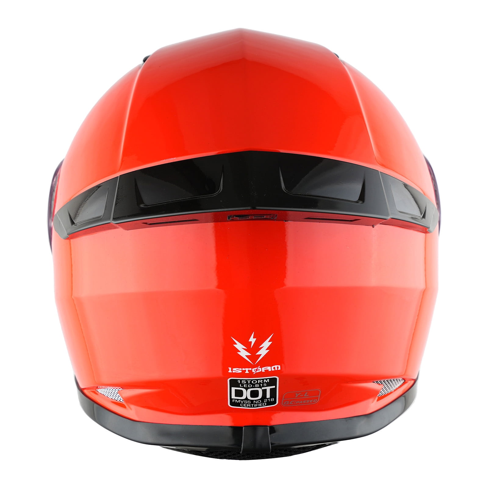 1Storm Motorcycle Youth Kids Street Dirt Bike ATV BMX MX Go Cart Karting Full Face Helmet with LED Tail Light: LED-B15 Glossy Red