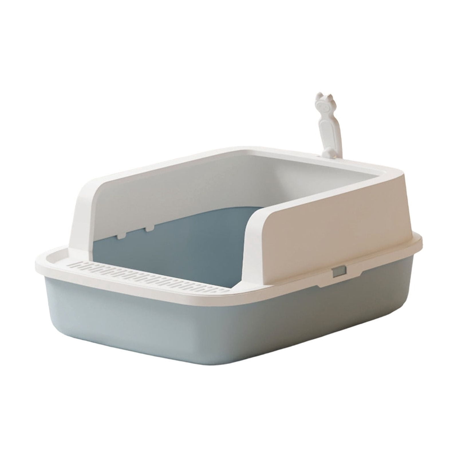 2026 New Open Top Cat Litter Box, High Wall Semi Enclosed Pet Litter Tray for Home Living Room, Non Slide Bottom & Easy to Clean, 15.75x11.81x6.69in Blue