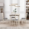thumbnail image 3 of 5 Pieces Dining Table Set, Solid Wood Rectangle Dining Table with 4 Pcs Dining Chairs, 3 of 7