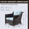 thumbnail image 5 of MeetLeisure Patio 2 Pieces Wicker Chairs Set, Outdoor PE Rattan Armchairs with Water-Resistant Cushions, Removable Washable Covers for Porch Balcony Sunroom, Sky Blue, 5 of 9